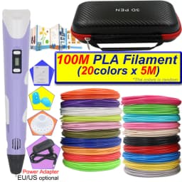 Kids 3D Printing Pen Set 3D Pen with LCD Display Power Adapter Storage Box 200M PLA Filament Children's Birthday Christmas Gift