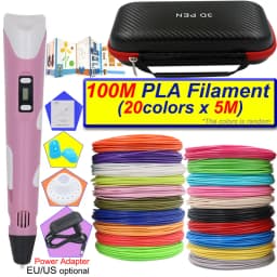 Kids 3D Printing Pen Set 3D Pen with LCD Display Power Adapter Storage Box 200M PLA Filament Children's Birthday Christmas Gift