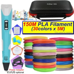 Kids 3D Printing Pen Set 3D Pen with LCD Display Power Adapter Storage Box 200M PLA Filament Children's Birthday Christmas Gift