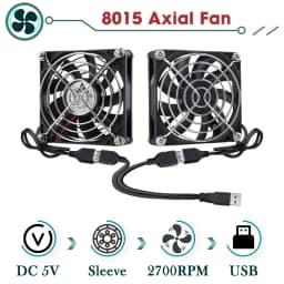 GDSTIME Dual 40mm 60mm 80mm 92mm 120mm 140mm 5V USB Fan w 2 in 1 USB Cable USB Controller For AV Receiver DVR and TV Box Cooling