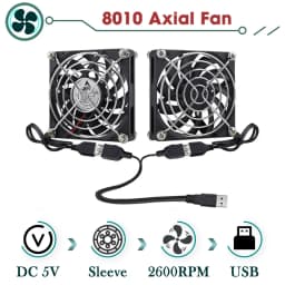 GDSTIME Dual 40mm 60mm 80mm 92mm 120mm 140mm 5V USB Fan w 2 in 1 USB Cable USB Controller For AV Receiver DVR and TV Box Cooling