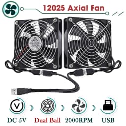GDSTIME Dual 40mm 60mm 80mm 92mm 120mm 140mm 5V USB Fan w 2 in 1 USB Cable USB Controller For AV Receiver DVR and TV Box Cooling