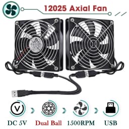 GDSTIME Dual 40mm 60mm 80mm 92mm 120mm 140mm 5V USB Fan w 2 in 1 USB Cable USB Controller For AV Receiver DVR and TV Box Cooling