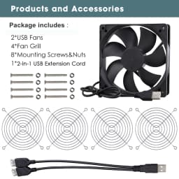 GDSTIME Dual 40mm 60mm 80mm 92mm 120mm 140mm 5V USB Fan w 2 in 1 USB Cable USB Controller For AV Receiver DVR and TV Box Cooling