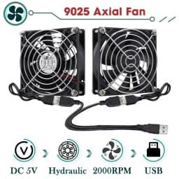 GDSTIME Dual 40mm 60mm 80mm 92mm 120mm 140mm 5V USB Fan w 2 in 1 USB Cable USB Controller For AV Receiver DVR and TV Box Cooling