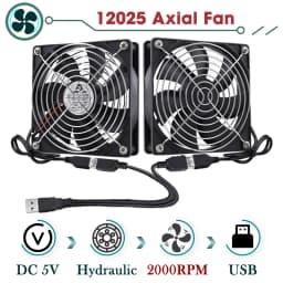 GDSTIME Dual 40mm 60mm 80mm 92mm 120mm 140mm 5V USB Fan w 2 in 1 USB Cable USB Controller For AV Receiver DVR and TV Box Cooling
