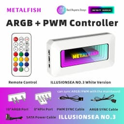 METALFISH ARGB Fan HUB Splitter With 4Pin PWM For Computer Cooling SYNC CPU Radiator 5V 3Pin LED Light Strip Remote Controller