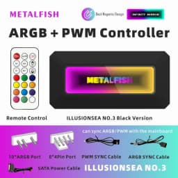 METALFISH ARGB Fan HUB Splitter With 4Pin PWM For Computer Cooling SYNC CPU Radiator 5V 3Pin LED Light Strip Remote Controller