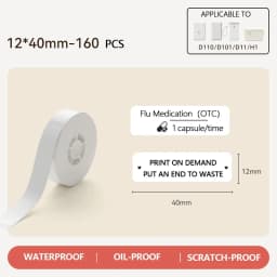 Niimbot Official Labels For D110 D11 Label Sticker Paper Thermal Adhesive White Waterproof Sticker Label Anti-Oil Label Papers