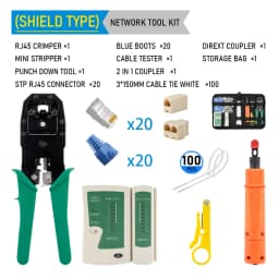 RJ45 Crimper Lan Tester Tool Set Ethernet Cable Stripper Punch Down Tool RJ45 RJ11 Connectors 12 in 1 Cabling Repair Set