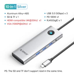 ORICO Docking Station Type C HUB to 4K60Hz HDMI-compatible USB 3.0 Adapter RJ45 PD100W Charge For Macbook Pro Laptop Accessories