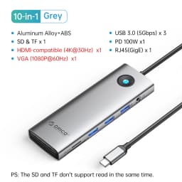 ORICO Docking Station Type C HUB to 4K60Hz HDMI-compatible USB 3.0 Adapter RJ45 PD100W Charge For Macbook Pro Laptop Accessories
