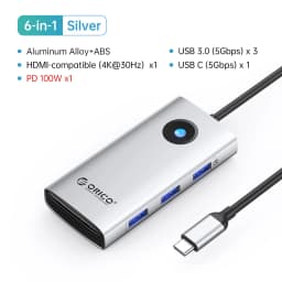ORICO Docking Station Type C HUB to 4K60Hz HDMI-compatible USB 3.0 Adapter RJ45 PD100W Charge For Macbook Pro Laptop Accessories