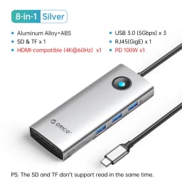 ORICO Docking Station Type C HUB to 4K60Hz HDMI-compatible USB 3.0 Adapter RJ45 PD100W Charge For Macbook Pro Laptop Accessories