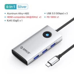 ORICO Docking Station Type C HUB to 4K60Hz HDMI-compatible USB 3.0 Adapter RJ45 PD100W Charge For Macbook Pro Laptop Accessories