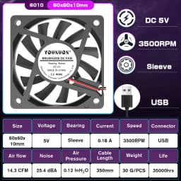 2PCS 60mm 5V 12V 24V Brushless USB 2PIN 3PIN DC Cooler Fan 60x60x10mm 6010 6cm For Computer PC CPU Case Cooling