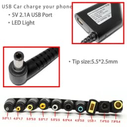 Car Charger19V 4.74A 90W Universal Laptop Power Adapter Charger for Lenovo Asus Acer Dell HP Samsung Toshiba with 10 Connectors