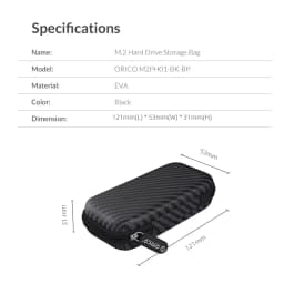 ORICO Eva Zipper Bag Mobile Phone Charger Protection Bag Hard Disk for External M.2 Hard Drive/Earphone/Data Line HDD Case Black