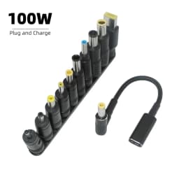100W Type C Laptop Power Adapter Connector Plug USB Type C to Universal Laptop Charger Jack Charging Cable Cord for Notebooks