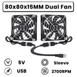 GDSTIME Dual 40mm 50mm 60mm 80mm 92mm 120mm 140mm DC 5V Powered USB Fans with 2 in 1 USB Cable for AV Receiver DVR Cooling