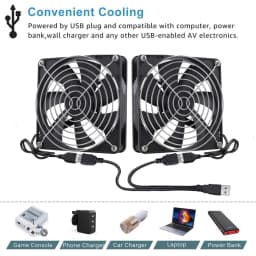 GDSTIME Dual 40mm 50mm 60mm 80mm 92mm 120mm 140mm DC 5V Powered USB Fans with 2 in 1 USB Cable for AV Receiver DVR Cooling
