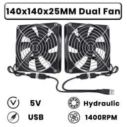 GDSTIME Dual 40mm 50mm 60mm 80mm 92mm 120mm 140mm DC 5V Powered USB Fans with 2 in 1 USB Cable for AV Receiver DVR Cooling