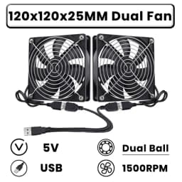 GDSTIME Dual 40mm 50mm 60mm 80mm 92mm 120mm 140mm DC 5V Powered USB Fans with 2 in 1 USB Cable for AV Receiver DVR Cooling