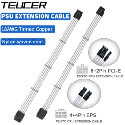 TEUCER 350mm ATX EPS PCI-E Extension Cable for CPU GPU Motherboard 24PIN 4+4PIN 6+2PIN 8PIN PSU Extension Cord