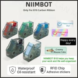 NIIMBOT B18 Labeling Ribbon, Refill Tapes for Thermal Transfer Label Printer/Color label Printer, Long Lasting Non Fade