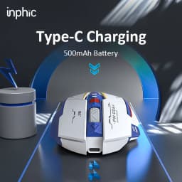 INPHIC Bluetooth Wireless Mouse Rechargeable 700mAh Ergonomic Mice 2.4G USB Receiver Mecha Gaming Mouse Laptop PC Mac MacBook