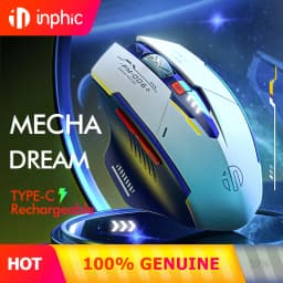 INPHIC Bluetooth Wireless Mouse Rechargeable 700mAh Ergonomic Mice 2.4G USB Receiver Mecha Gaming Mouse Laptop PC Mac MacBook