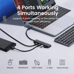 UGREEN USB 3.0 HUB 4 Ports USB-C HUB Slim for Mouse Keyboard Compatible with MacBook Pro Air Laptop Desktop PC Xbox PS5 Splitter