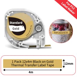 Phomemo P12 P12Pro Label Maker Tape Replacement for DYMO Label Maker Pastic Tape Replace for DYMO Letra Tag 100H LT-100T LT110T