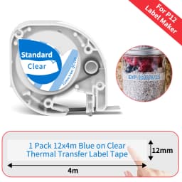 Phomemo P12 P12Pro Label Maker Tape Replacement for DYMO Label Maker Pastic Tape Replace for DYMO Letra Tag 100H LT-100T LT110T