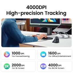 UGREEN Vertical Mouse Wireless Bluetooth5.0 2.4G Ergonomic 4000DPI Mice for MacBook Tablet Laptops Computer PC Mice