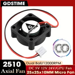 GDSTIME 2510 Fan 24V 12V 5V Cooler 25*10MM Dual Ball Bearing Fan 25MM Micro Fan 2.5CM Mini Fan for Audio&3D Printers Accessories