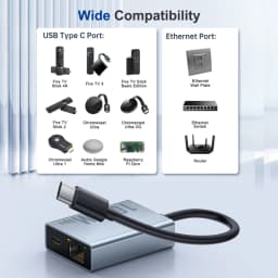 ZEXMTE 1000Mbps Network Card Type C Micro USB Ethernet Adapter for Chromecast 4K Google TV Smartphones Tablets Android Device