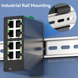 HORACO 8 Port Gigabit Industrial Switch 1000Mbps industry Network Ethernet Switch DIN Rail Mounted Plug and Play
