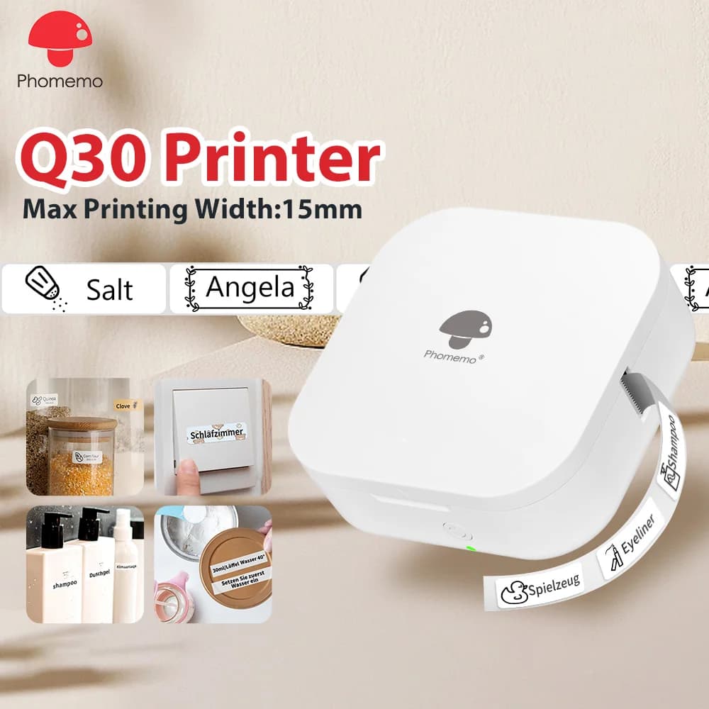 Phomemo Q30 Bluetooth Thermal Label Printer, Pocket Sticker Maker for Date/DIY Labels, iOS Android Wireless Printer, Multi-Paper