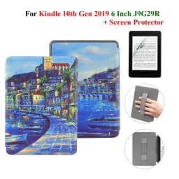 For Kindle 10th Generation Case + Screen Protector 6 Inch with Hand Strap Belt Ebook 2019 J9G29R Leather Cover Wake Sleep Funda