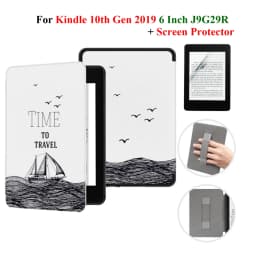 For Kindle 10th Generation Case + Screen Protector 6 Inch with Hand Strap Belt Ebook 2019 J9G29R Leather Cover Wake Sleep Funda