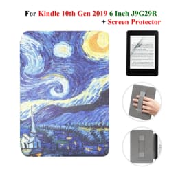 For Kindle 10th Generation Case + Screen Protector 6 Inch with Hand Strap Belt Ebook 2019 J9G29R Leather Cover Wake Sleep Funda