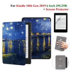 For Kindle 10th Generation Case + Screen Protector 6 Inch with Hand Strap Belt Ebook 2019 J9G29R Leather Cover Wake Sleep Funda