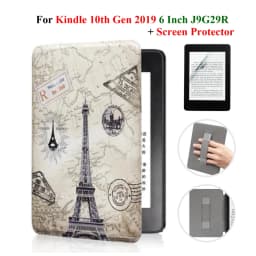 For Kindle 10th Generation Case + Screen Protector 6 Inch with Hand Strap Belt Ebook 2019 J9G29R Leather Cover Wake Sleep Funda