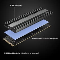 TEUCER M.2 2280 Cooler M2 NVME NGFF SSD Solid-state Drive Heat Sink Aluminum Radiator with Silicone Thermal Pad for PC PS5