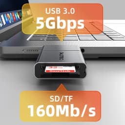 CABLETIME Card Reader 3 in 1 USB 3.0 5Gbps USB A USB C Combined Design SD/TF Cards Portable Aluminum Alloy for iPhone iPad