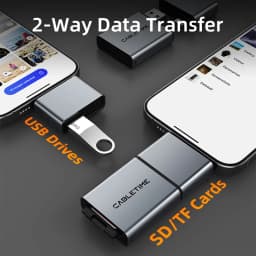 CABLETIME Card Reader 3 in 1 USB 3.0 5Gbps USB A USB C Combined Design SD/TF Cards Portable Aluminum Alloy for iPhone iPad