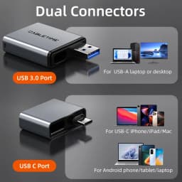 CABLETIME Card Reader 3 in 1 USB 3.0 5Gbps USB A USB C Combined Design SD/TF Cards Portable Aluminum Alloy for iPhone iPad
