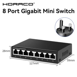 HORACO 8 Port Gigabit Network Switch Unmanaged 1000M Switch Desktop Plug and Play Ethernet Switch