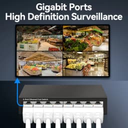 HORACO 8 Port Gigabit Network Switch Unmanaged 1000M Switch Desktop Plug and Play Ethernet Switch